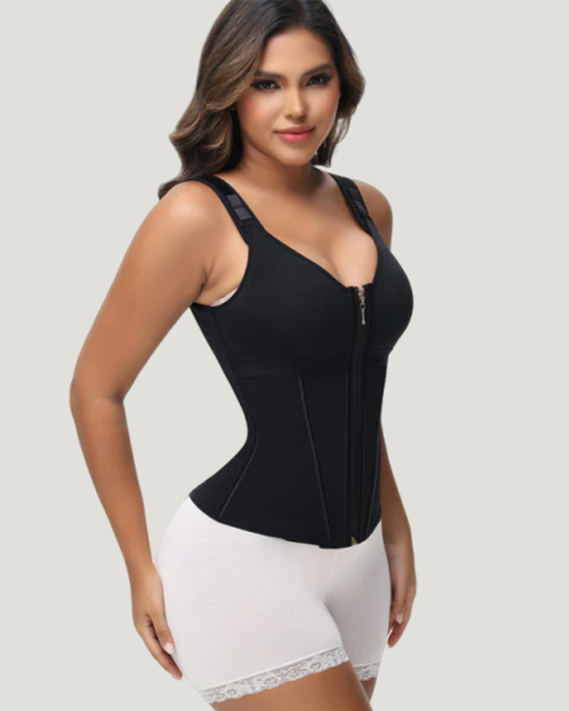 Shapshe Boned Latex Waist Trainer Vest with Built-in Bra