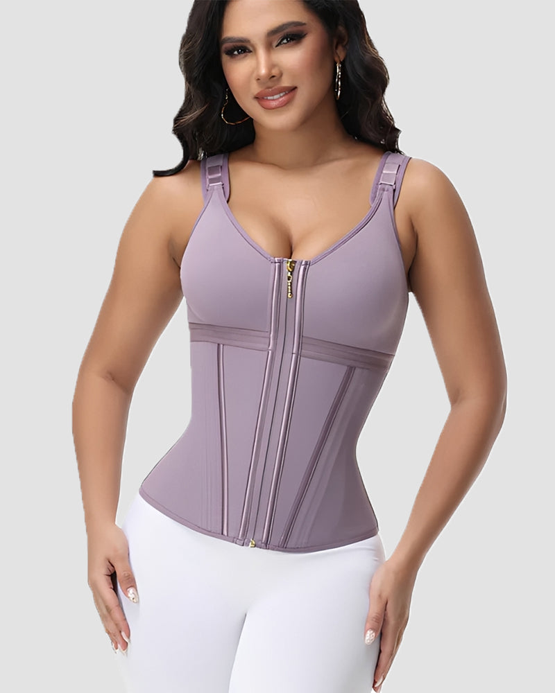 Shapshe Boned Latex Waist Trainer Vest with Built-in Bra