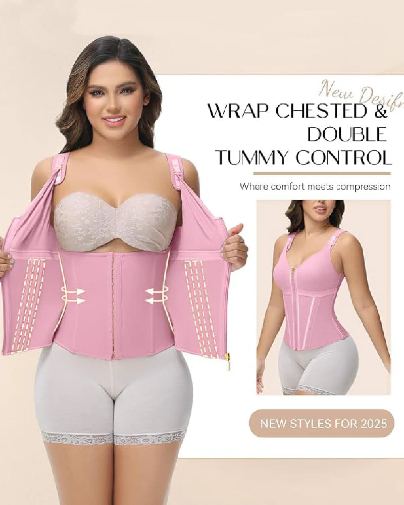 Shapshe Boned Latex Waist Trainer Vest with Built-in Bra