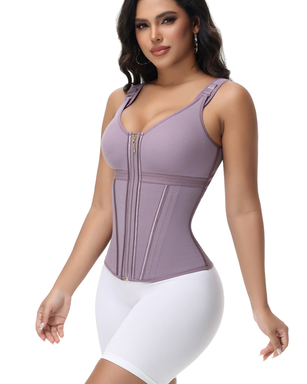 Shapshe Boned Latex Waist Trainer Vest with Built-in Bra
