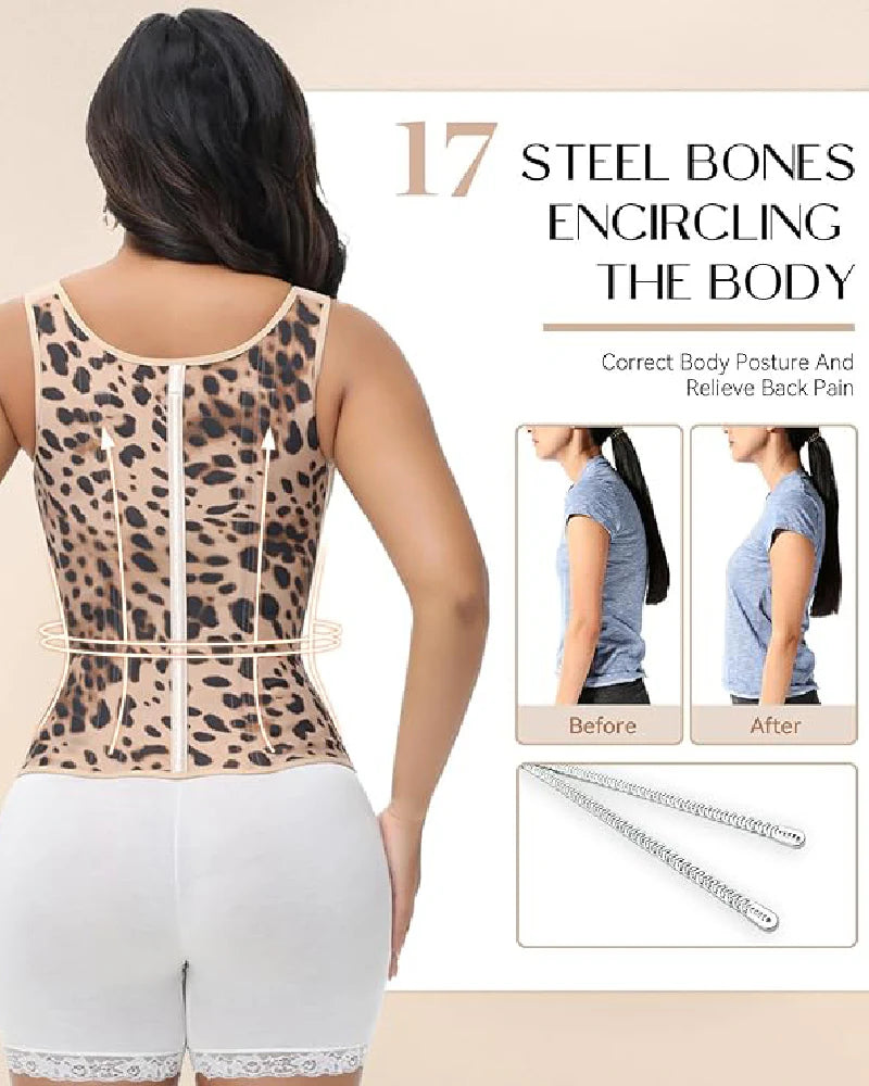 Shapshe Boned Latex Waist Trainer Vest with Built-in Bra
