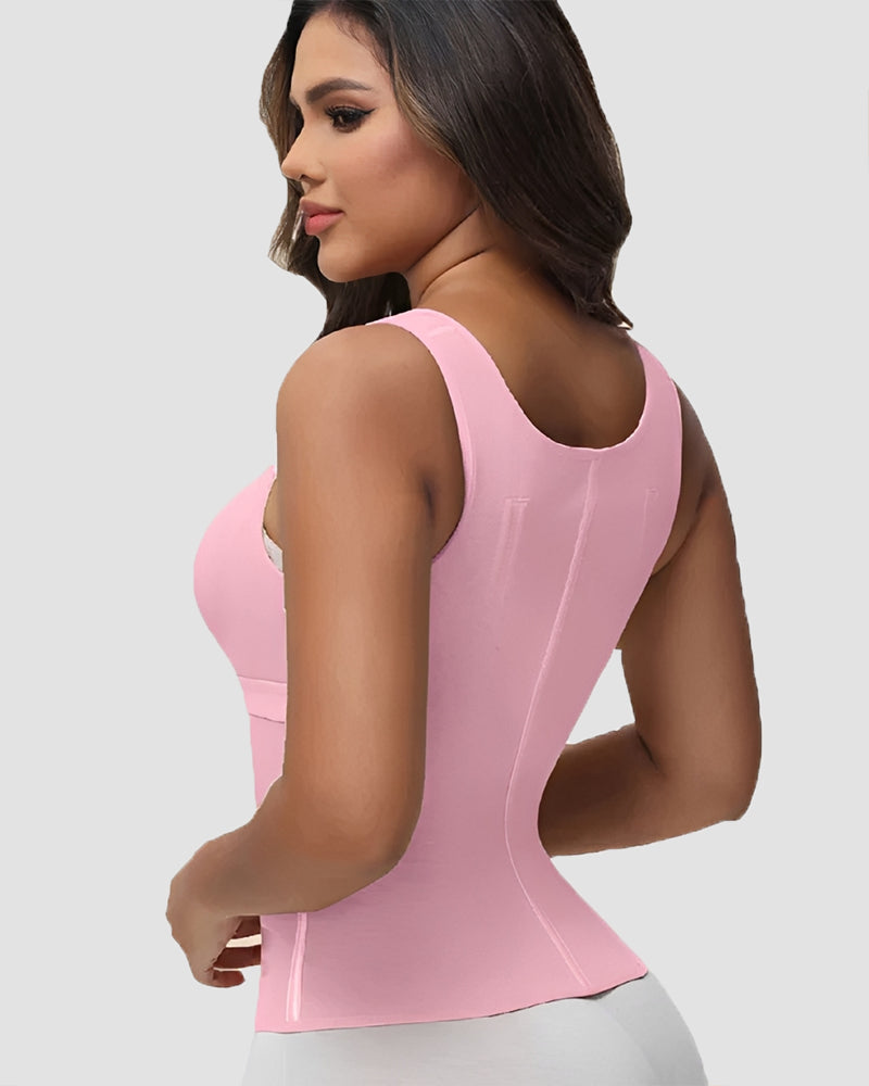 Shapshe Boned Latex Waist Trainer Vest with Built-in Bra