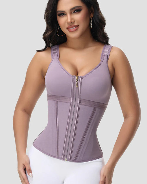 Shapshe Boned Latex Waist Trainer Vest with Built-in Bra