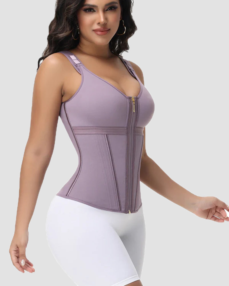 Shapshe Boned Latex Waist Trainer Vest with Built-in Bra