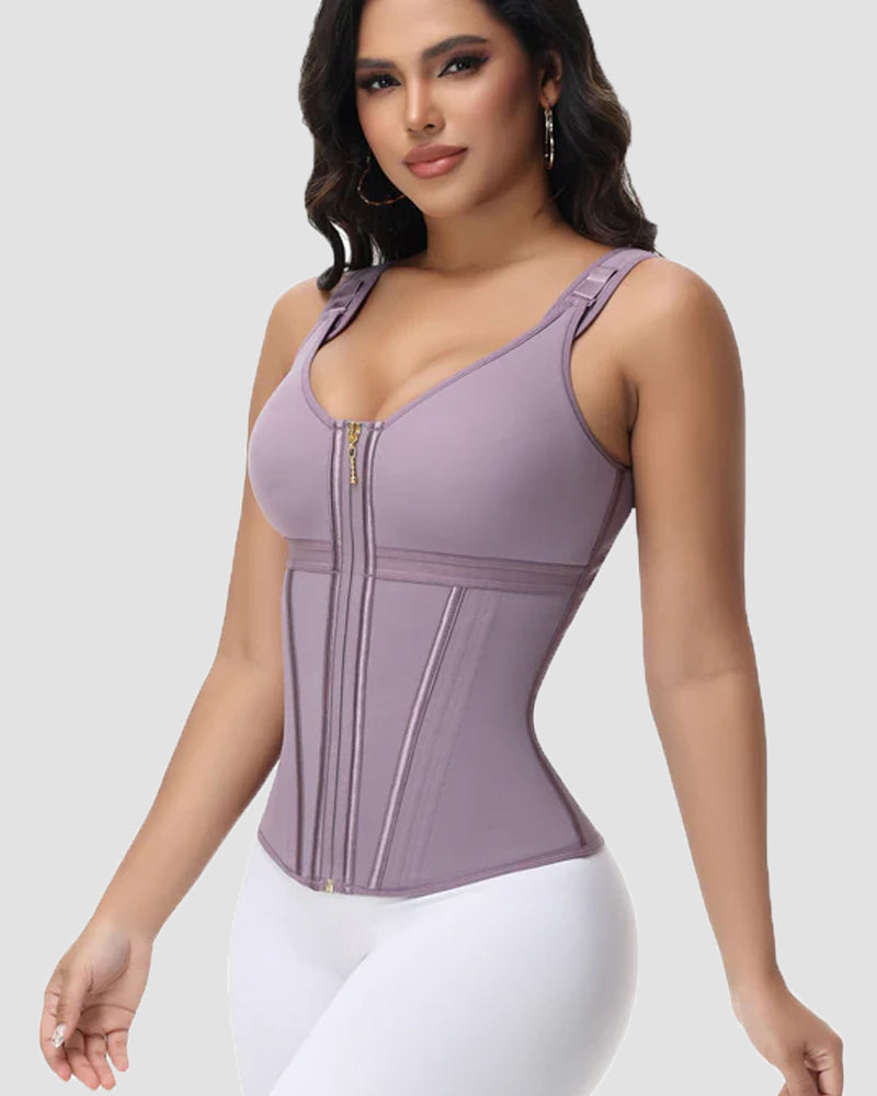 Shapshe Boned Latex Waist Trainer Vest with Built-in Bra