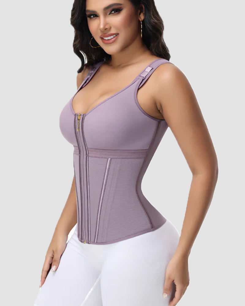 Shapshe Boned Latex Waist Trainer Vest with Built-in Bra
