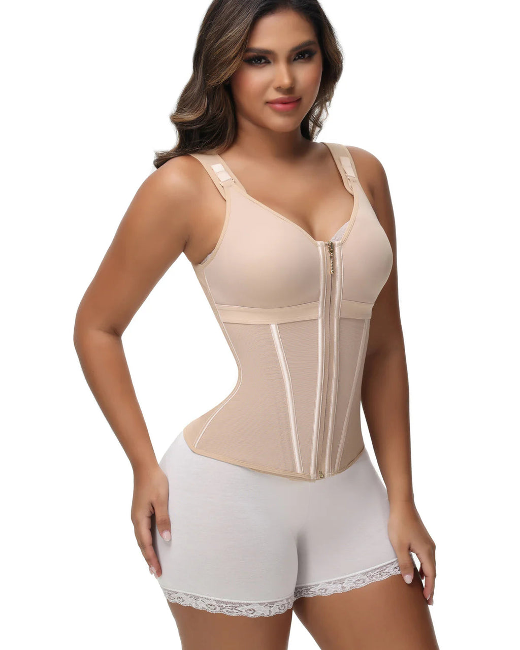 Shapshe Boned Latex Waist Trainer Vest with Built-in Bra