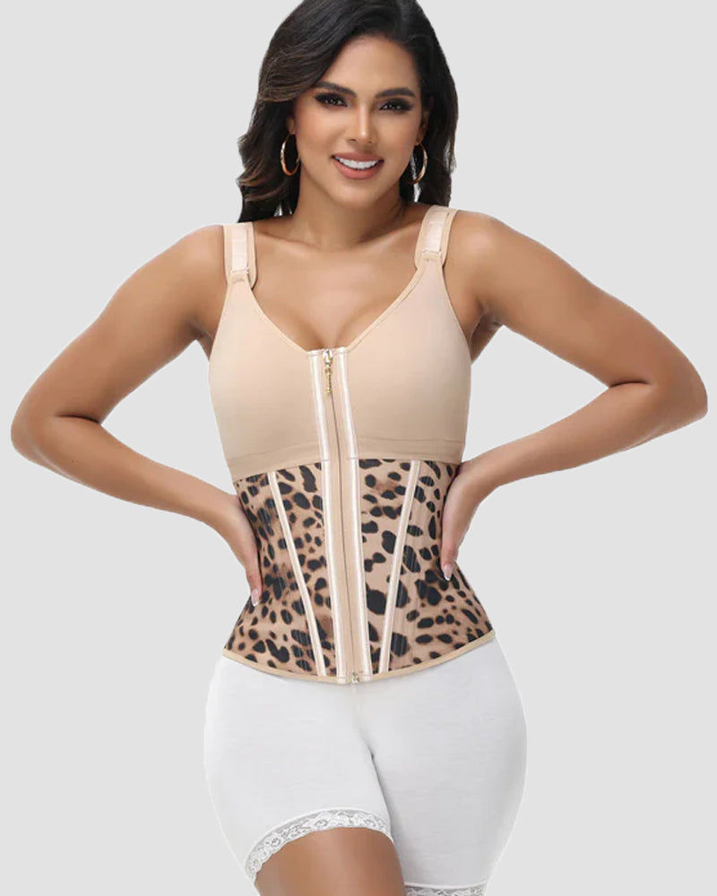 Shapshe Boned Latex Waist Trainer Vest with Built-in Bra