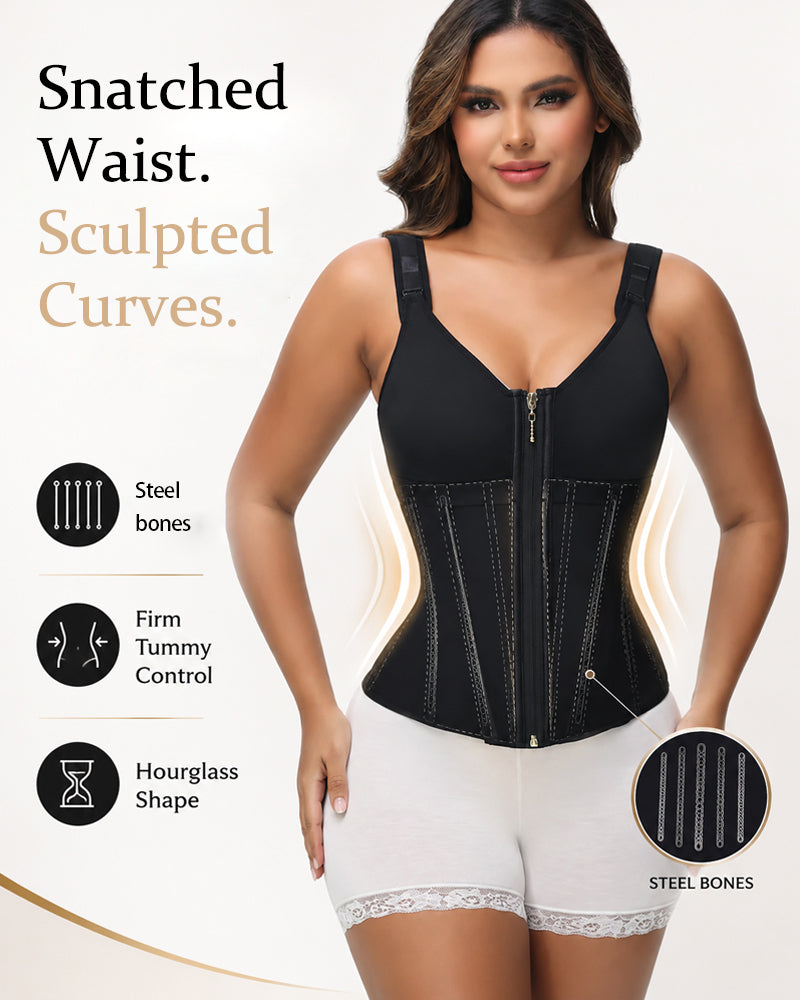 Shapshe Boned Latex Waist Trainer Vest with Built-in Bra