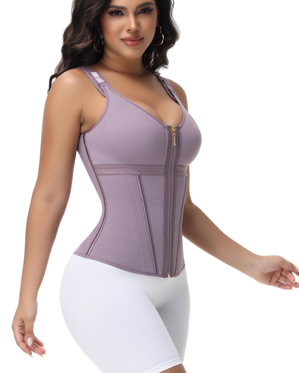 Shapshe Boned Latex Waist Trainer Vest with Built-in Bra