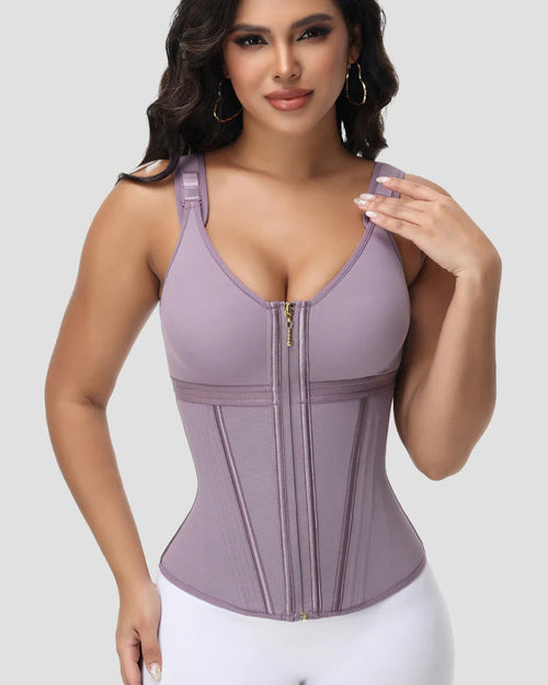 Shapshe Boned Latex Waist Trainer Vest with Built-in Bra
