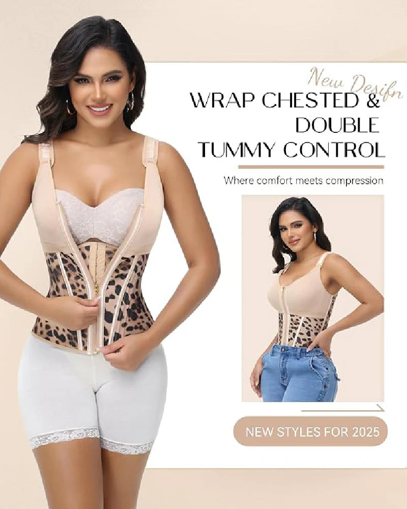 Shapshe Boned Latex Waist Trainer Vest with Built-in Bra