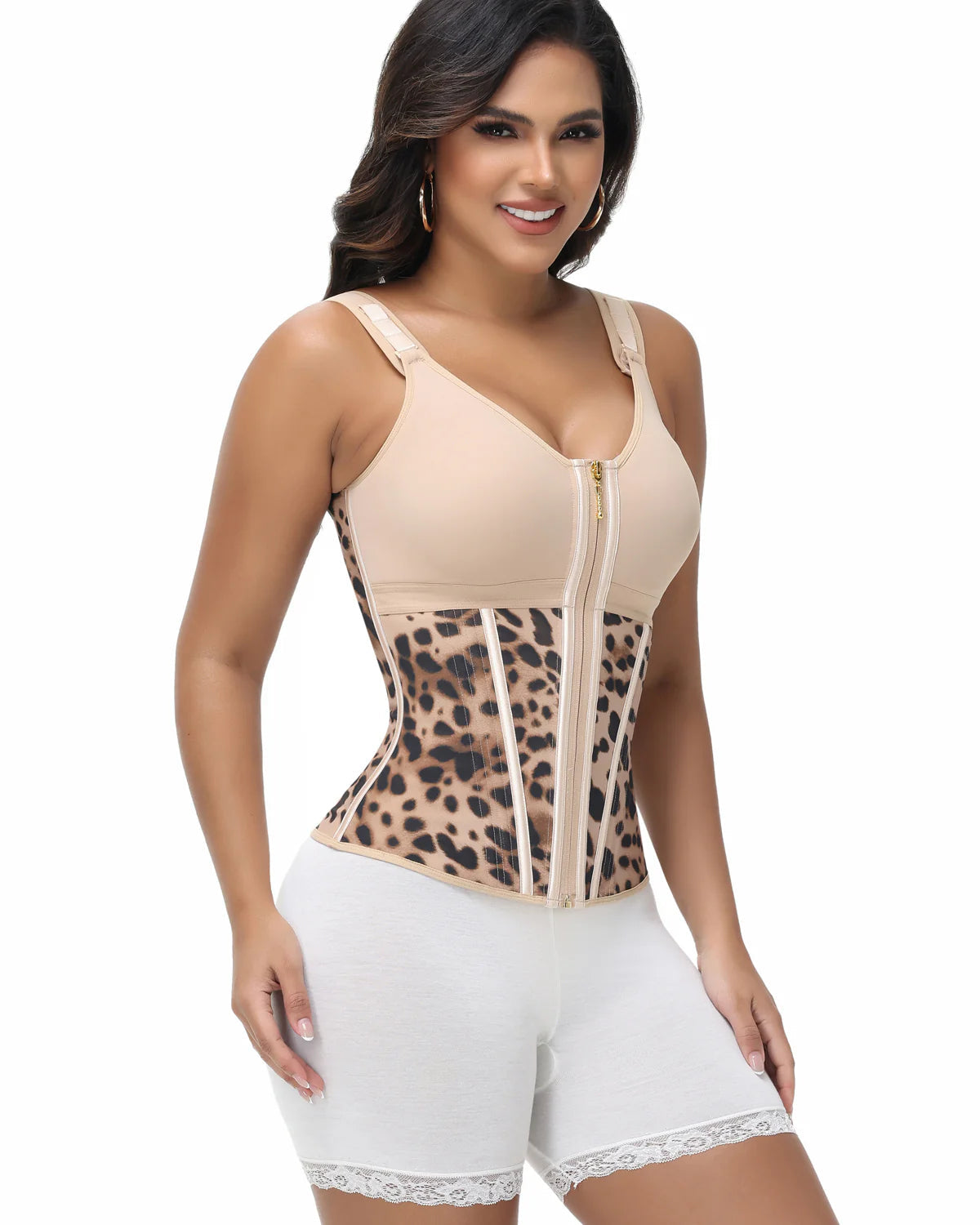 Shapshe Boned Latex Waist Trainer Vest with Built-in Bra