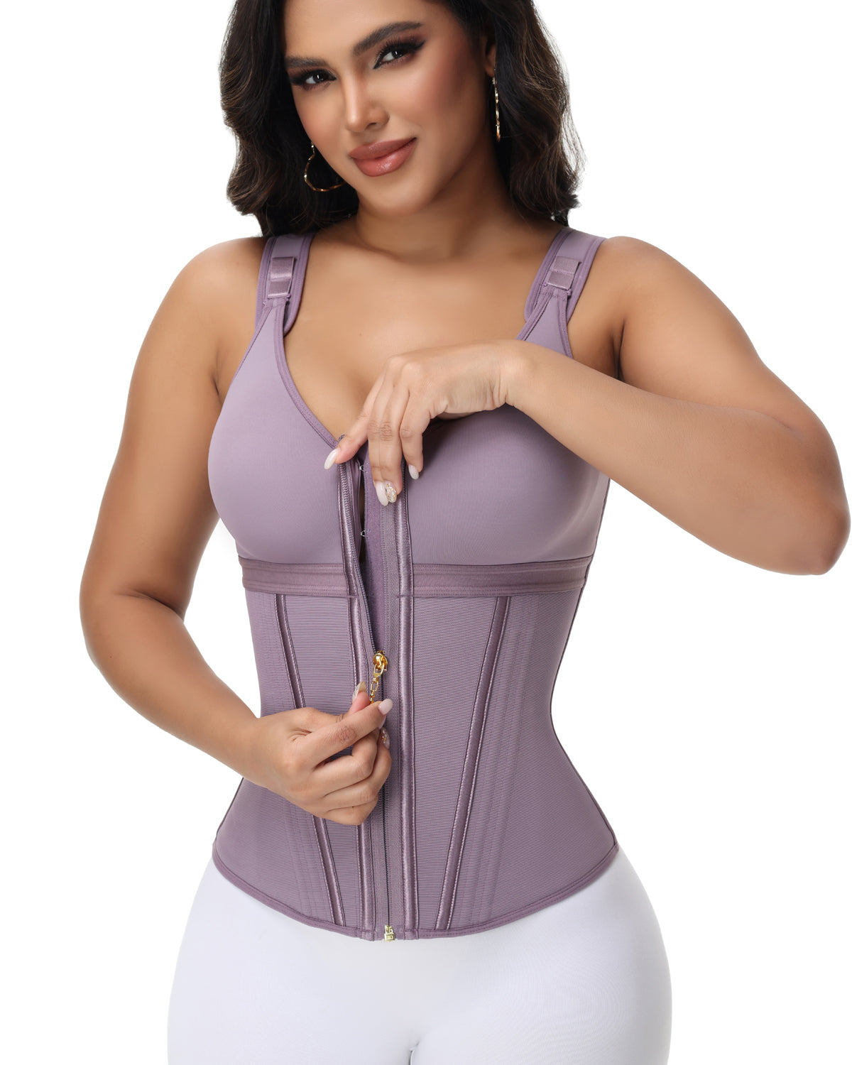 Shapshe Boned Latex Waist Trainer Vest with Built-in Bra