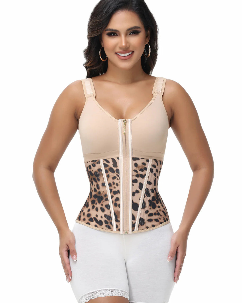 Shapshe Boned Latex Waist Trainer Vest with Built-in Bra