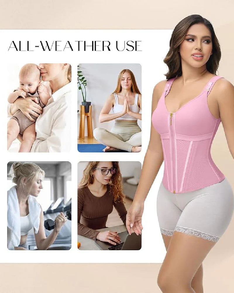 Shapshe Boned Latex Waist Trainer Vest with Built-in Bra