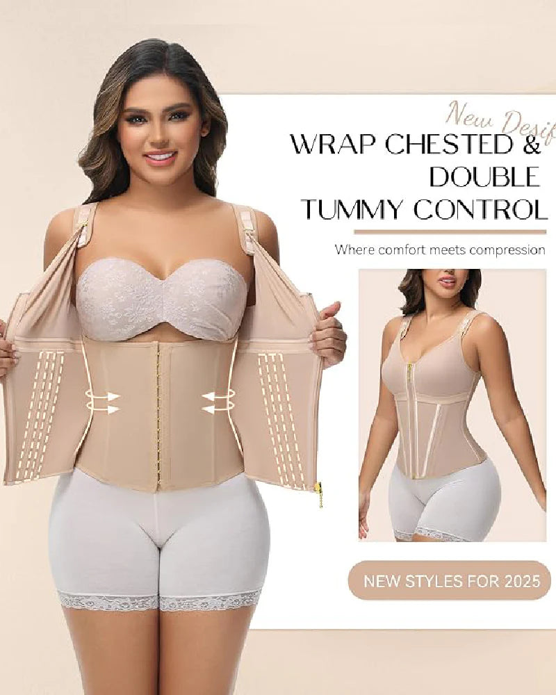 Shapshe Boned Latex Waist Trainer Vest with Built-in Bra