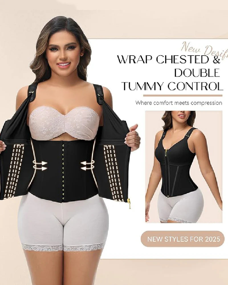 Shapshe Boned Latex Waist Trainer Vest with Built-in Bra