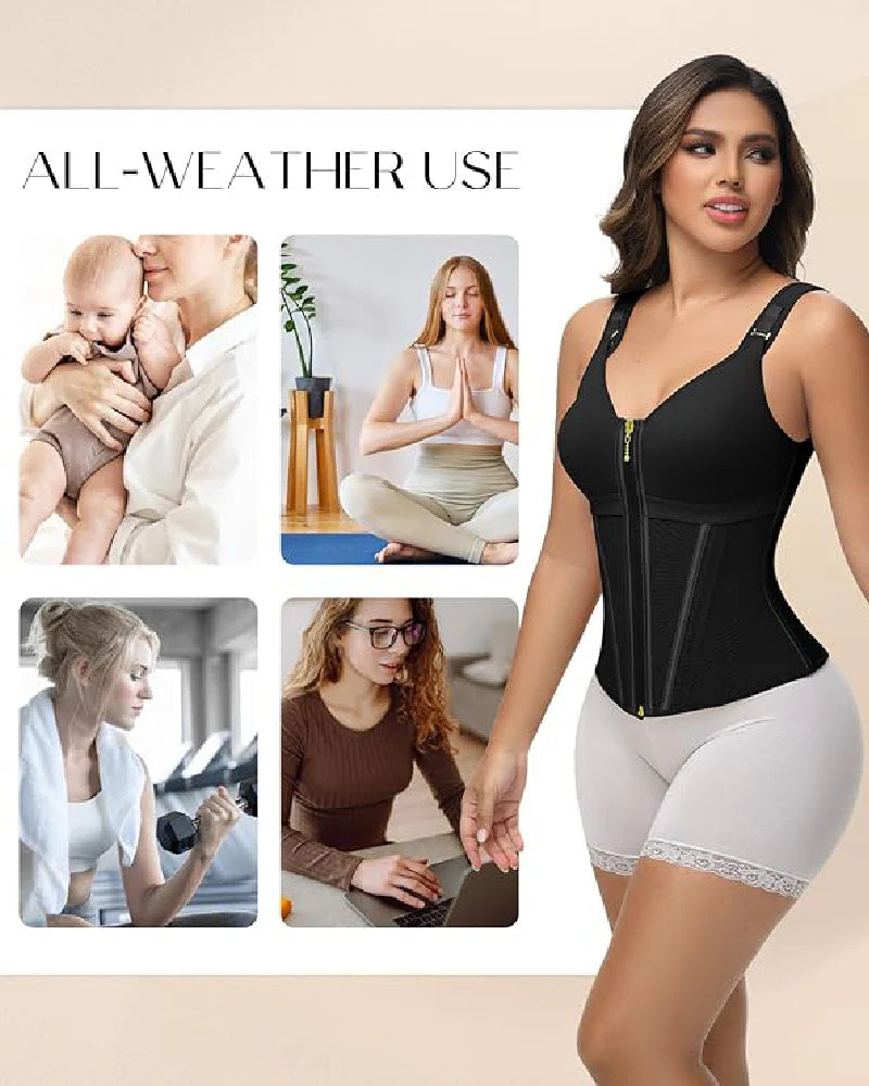 Shapshe Boned Latex Waist Trainer Vest with Built-in Bra