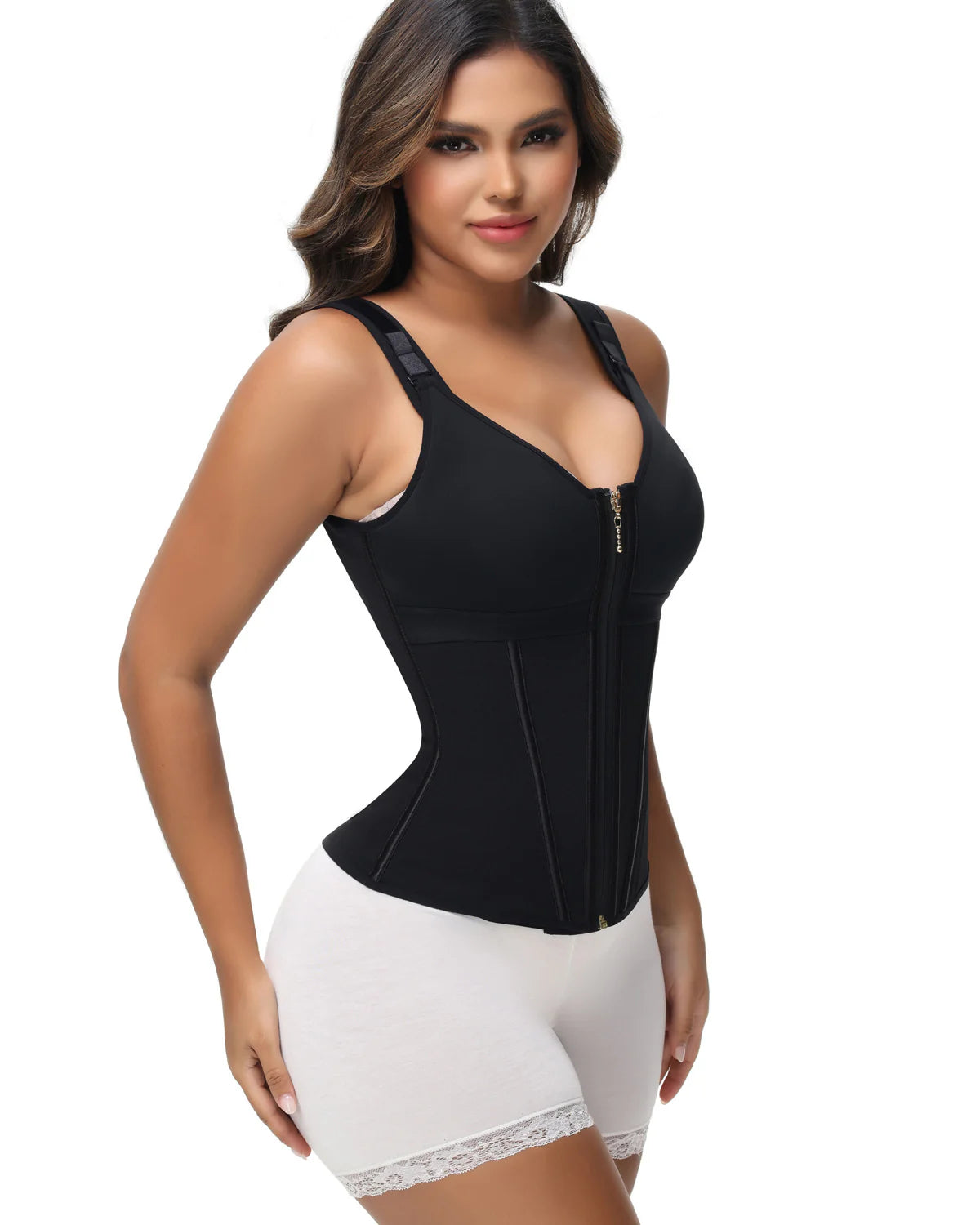 Shapshe Boned Latex Waist Trainer Vest with Built-in Bra