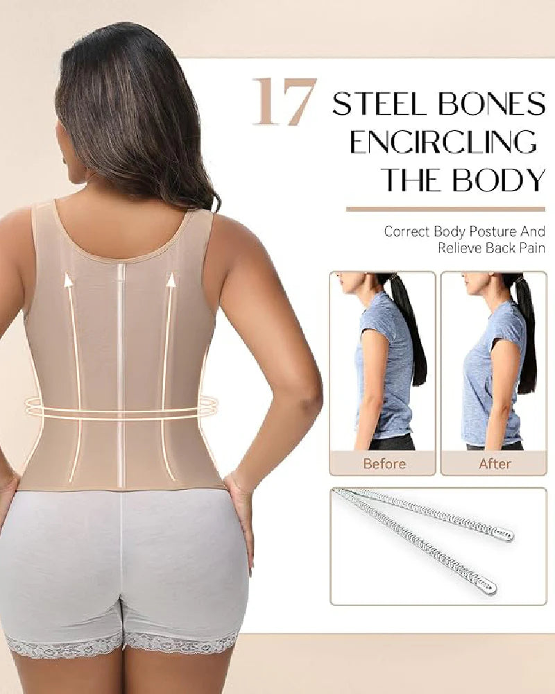 Shapshe Boned Latex Waist Trainer Vest with Built-in Bra