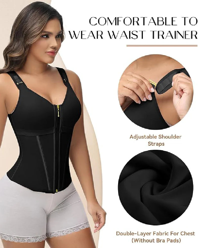 Shapshe Boned Latex Waist Trainer Vest with Built-in Bra