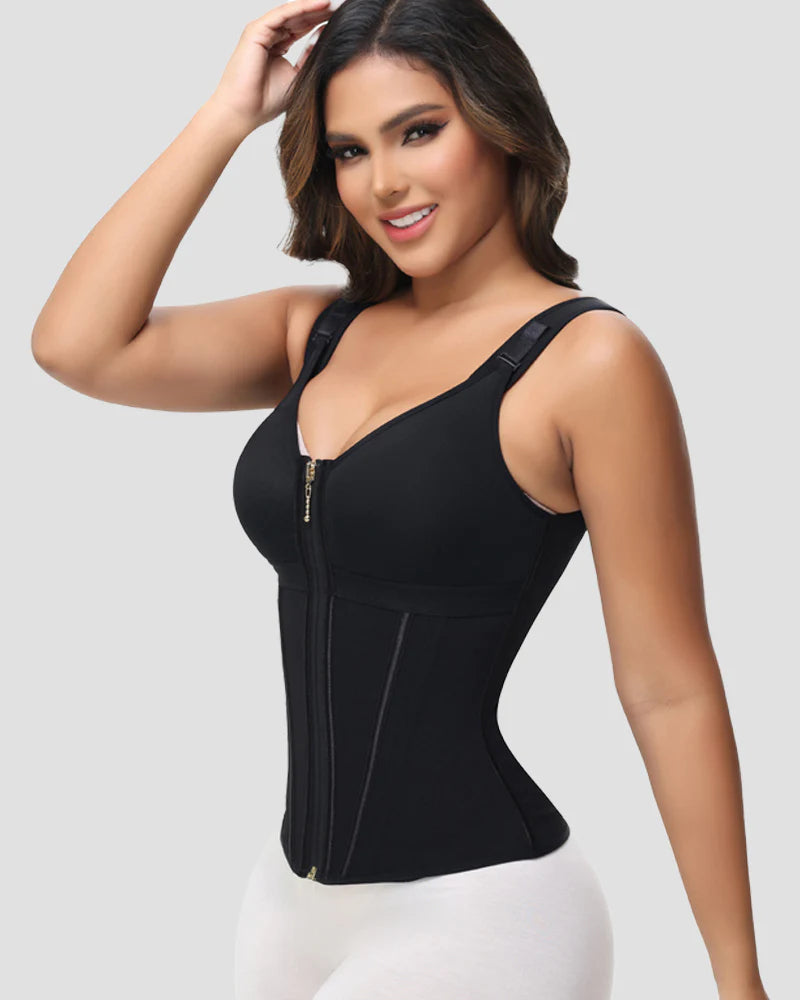 Shapshe Boned Latex Waist Trainer Vest with Built-in Bra