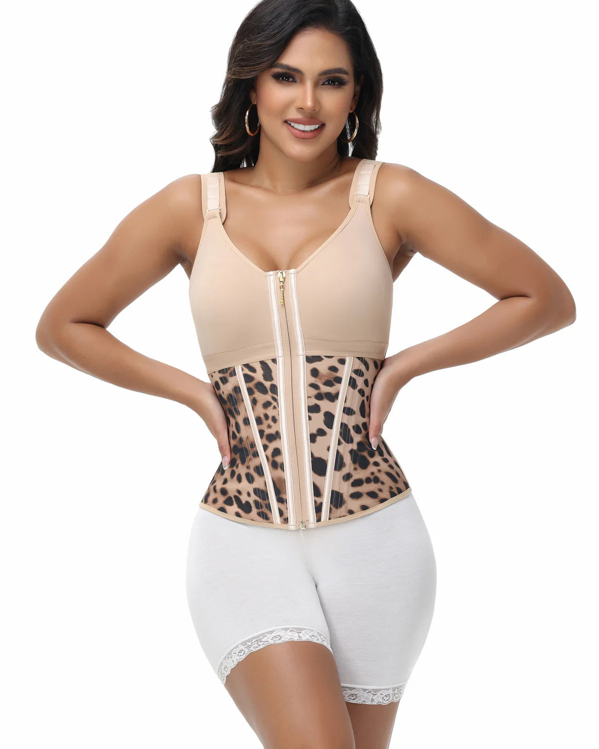 Shapshe Boned Latex Waist Trainer Vest with Built-in Bra