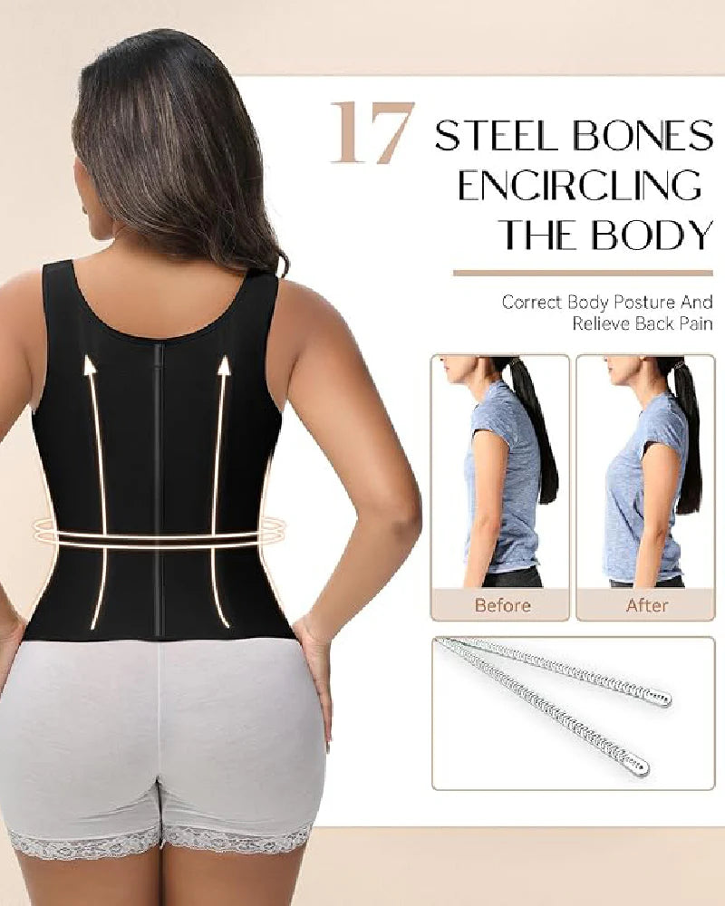 Shapshe Boned Latex Waist Trainer Vest with Built-in Bra