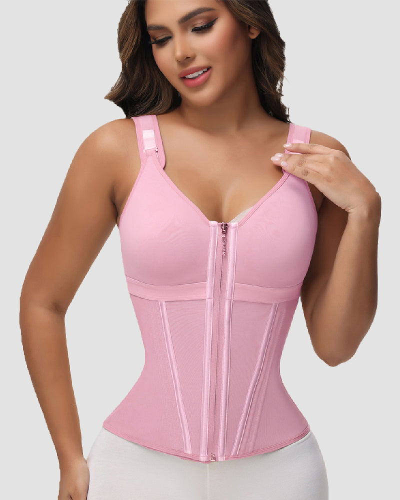 Shapshe Boned Latex Waist Trainer Vest with Built-in Bra