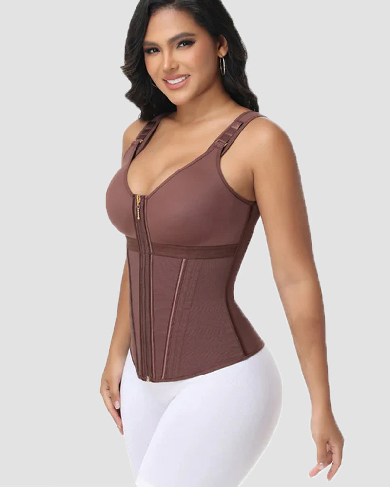 Shapshe Boned Latex Waist Trainer Vest with Built-in Bra