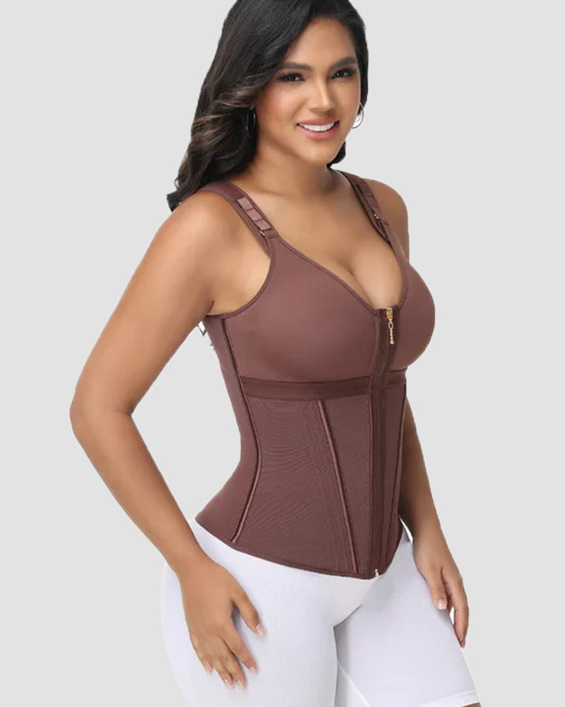 Shapshe Boned Latex Waist Trainer Vest with Built-in Bra