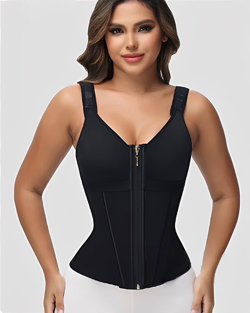 Shapshe Boned Latex Waist Trainer Vest with Built-in Bra