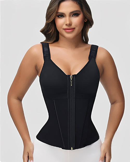 Shapshe Boned Latex Waist Trainer Vest with Built-in Bra