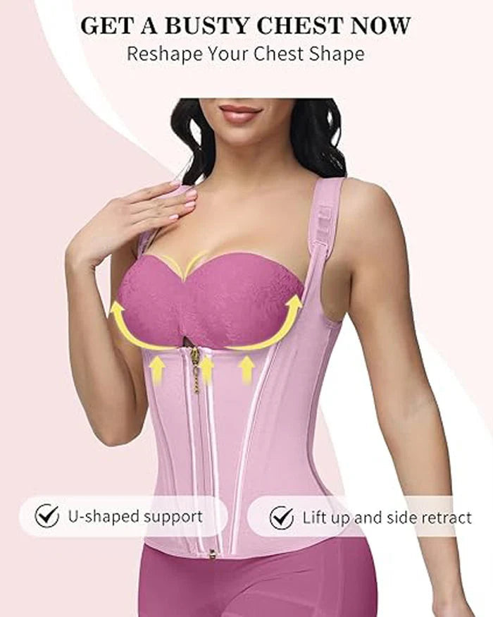 Shapshe Women's Open Bust Steel Boned Waist Trainer Vest