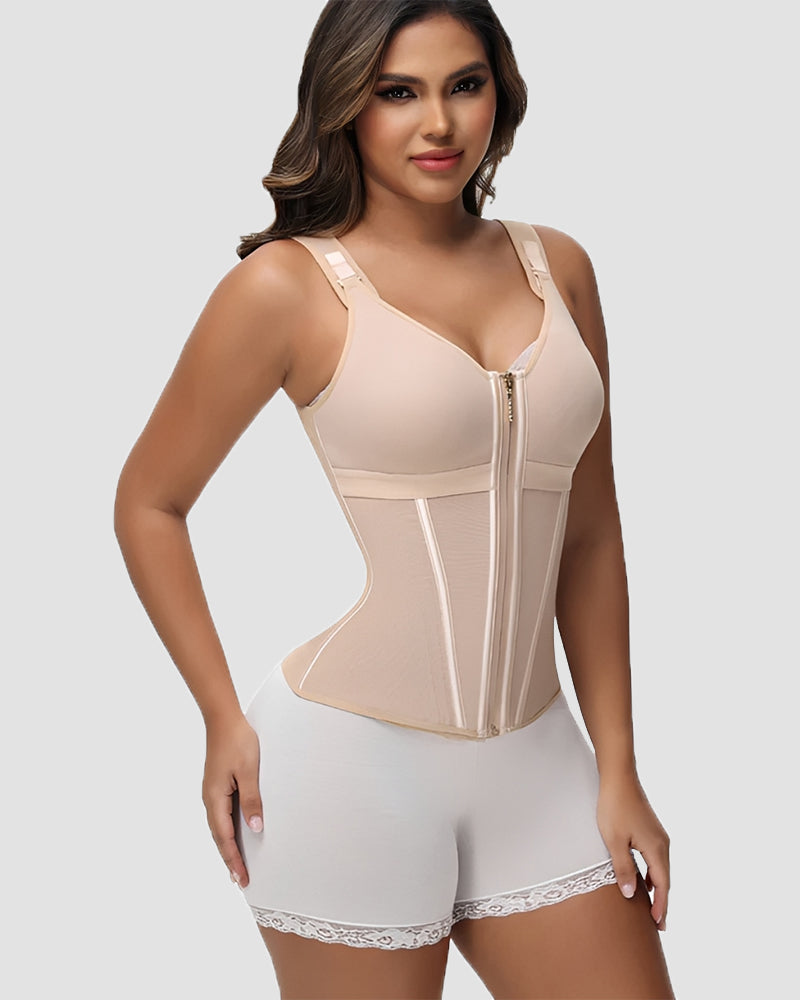 Shapshe Boned Latex Waist Trainer Vest with Built-in Bra