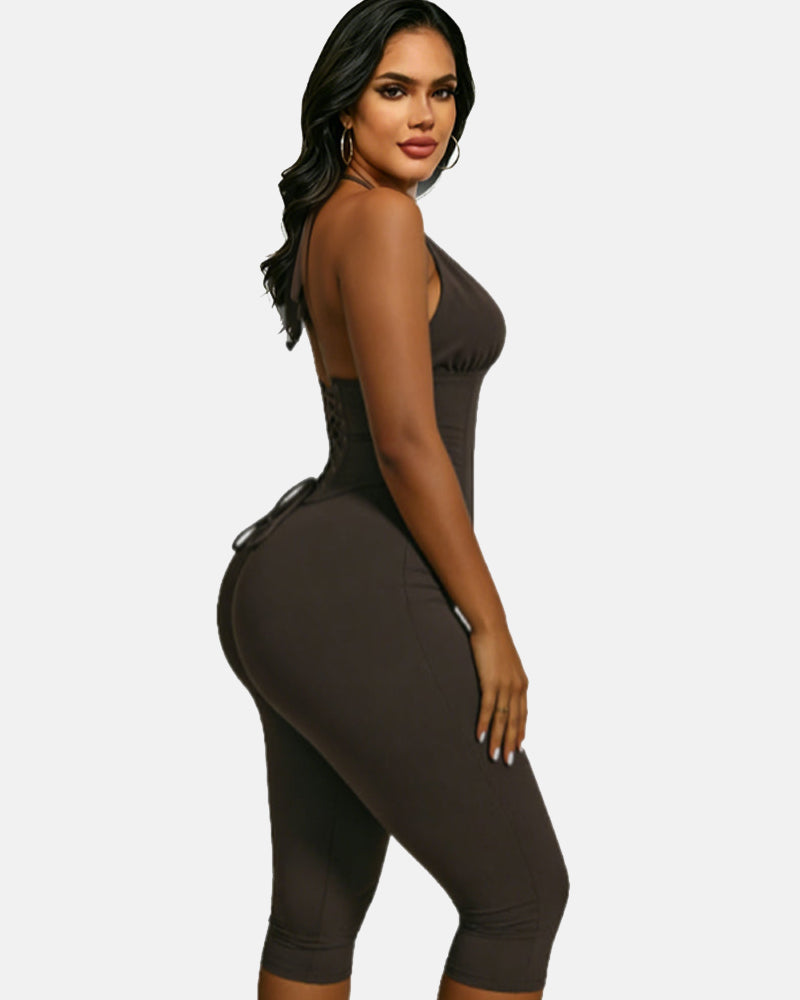 Women's Capri Jumpsuit With Detachable Corset Two-Piece Set
