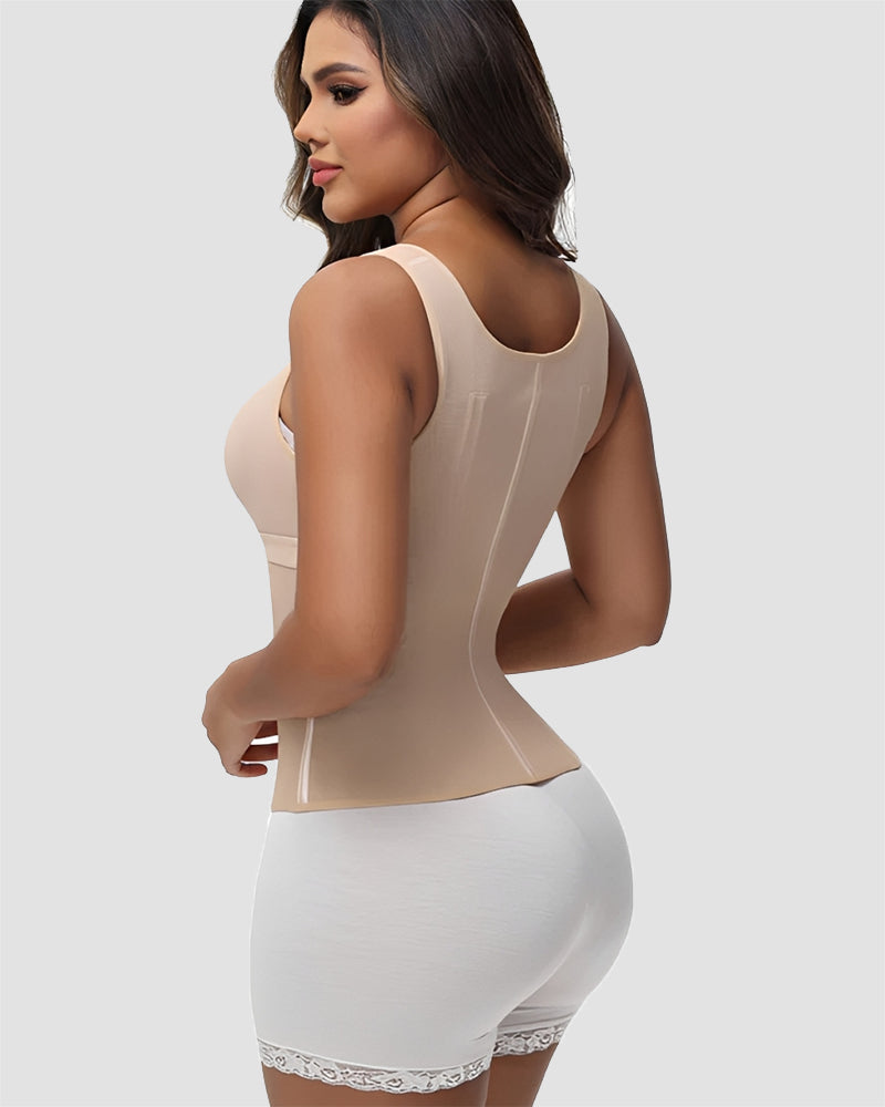 Shapshe Boned Latex Waist Trainer Vest with Built-in Bra