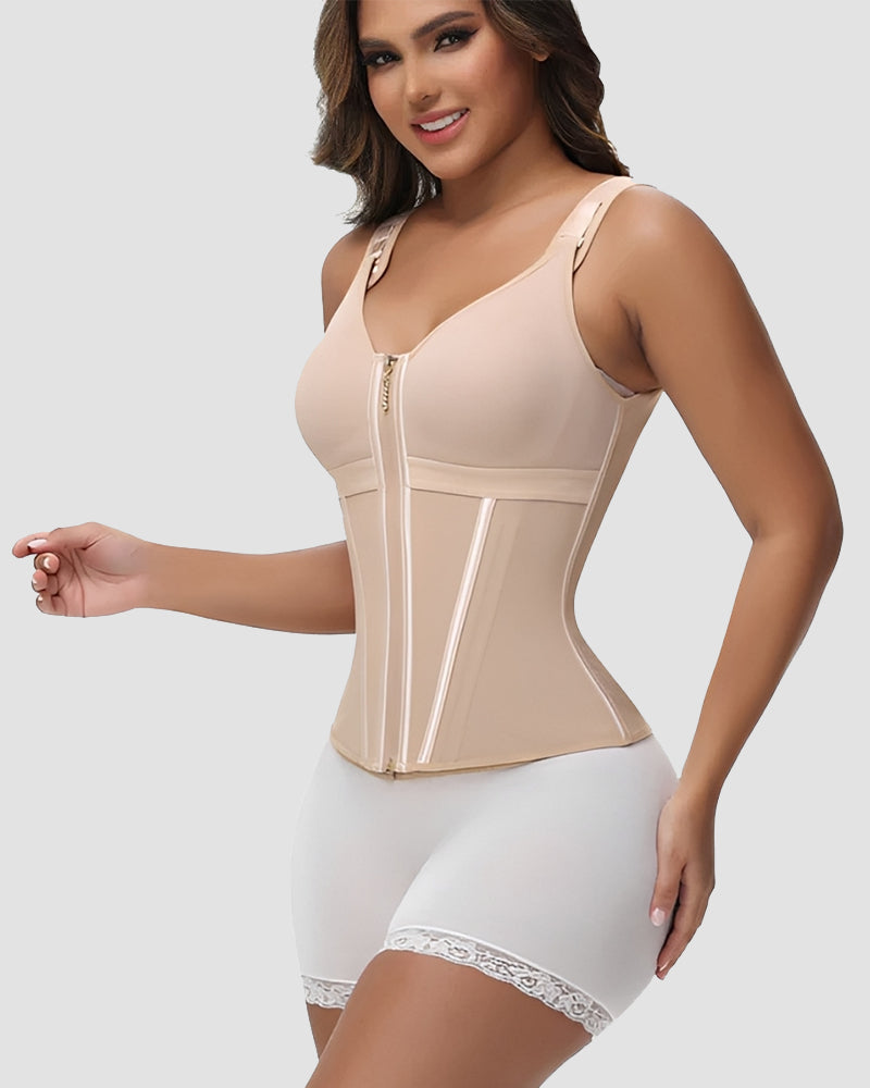 Shapshe Boned Latex Waist Trainer Vest with Built-in Bra