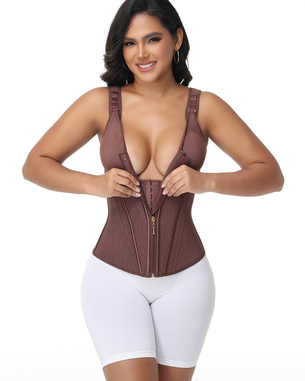 Shapshe Boned Latex Waist Trainer Vest with Built-in Bra