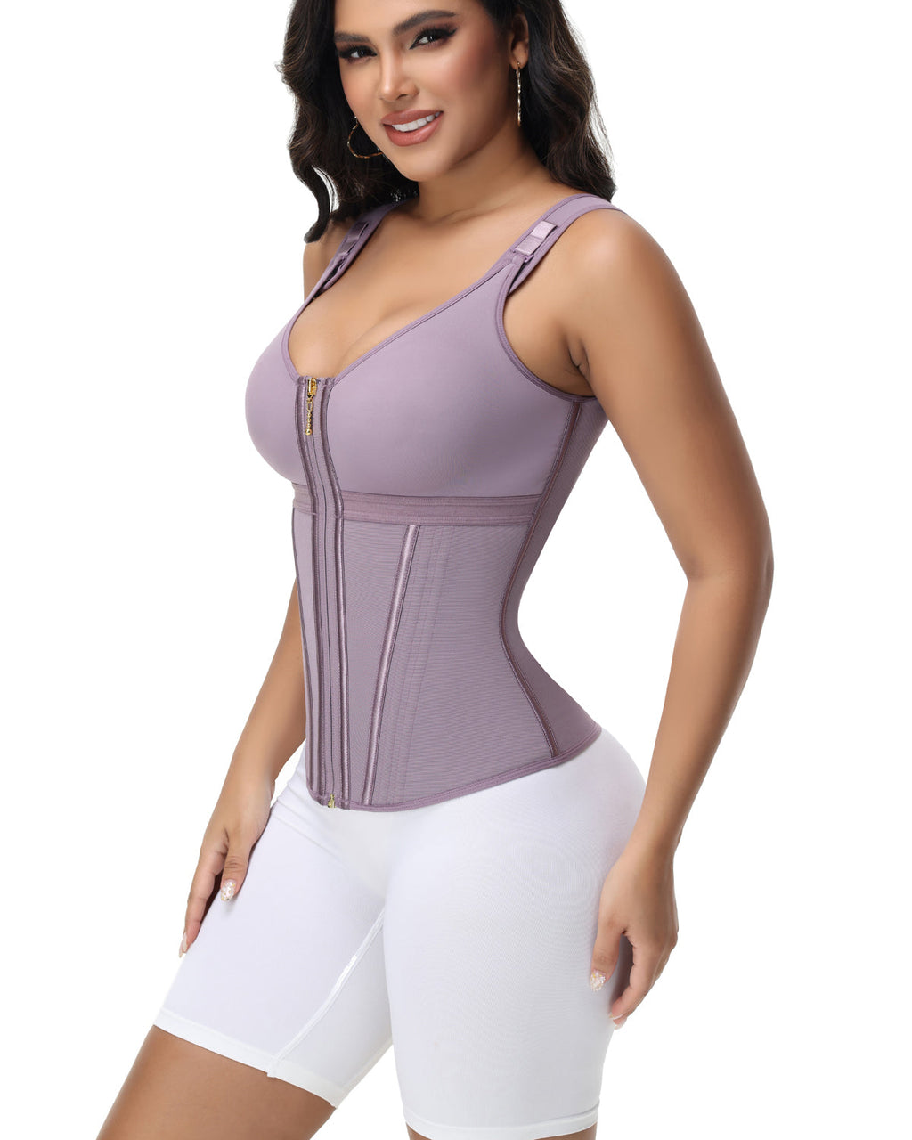 Shapshe Boned Latex Waist Trainer Vest with Built-in Bra
