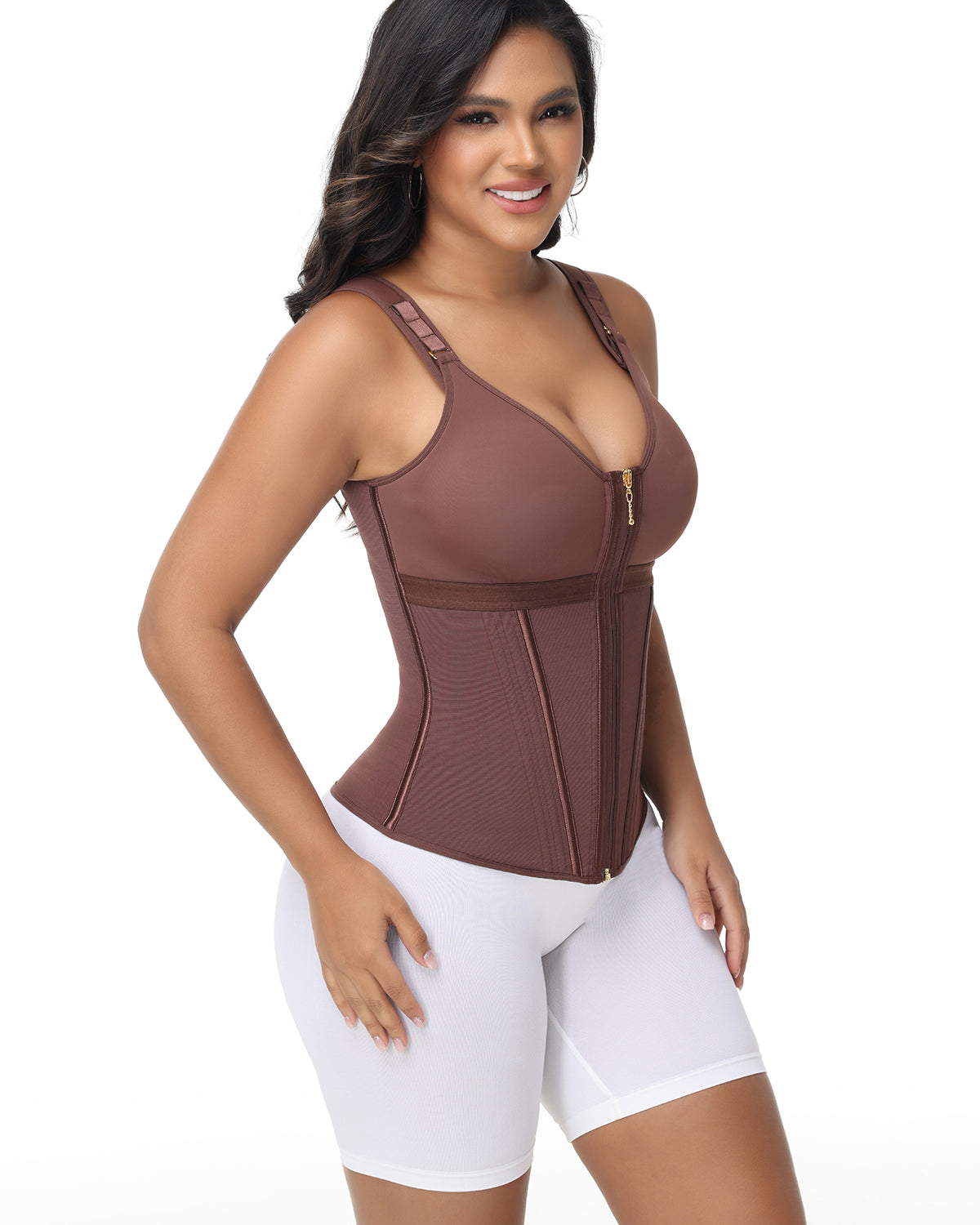 Shapshe Boned Latex Waist Trainer Vest with Built-in Bra