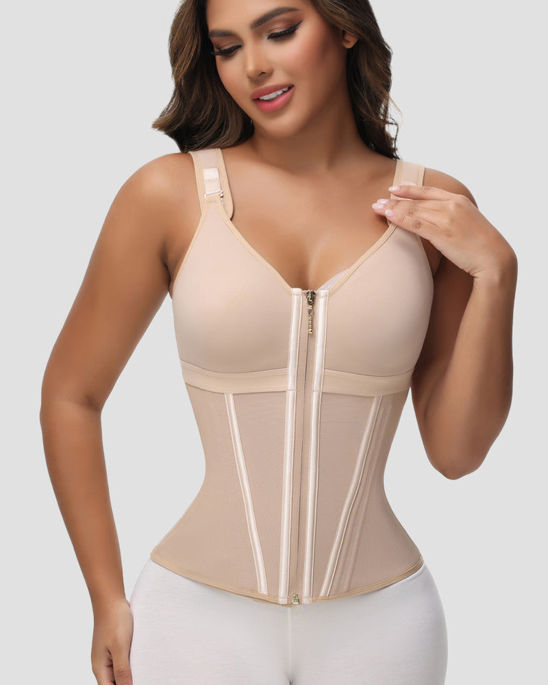 Shapshe Boned Latex Waist Trainer Vest with Built-in Bra