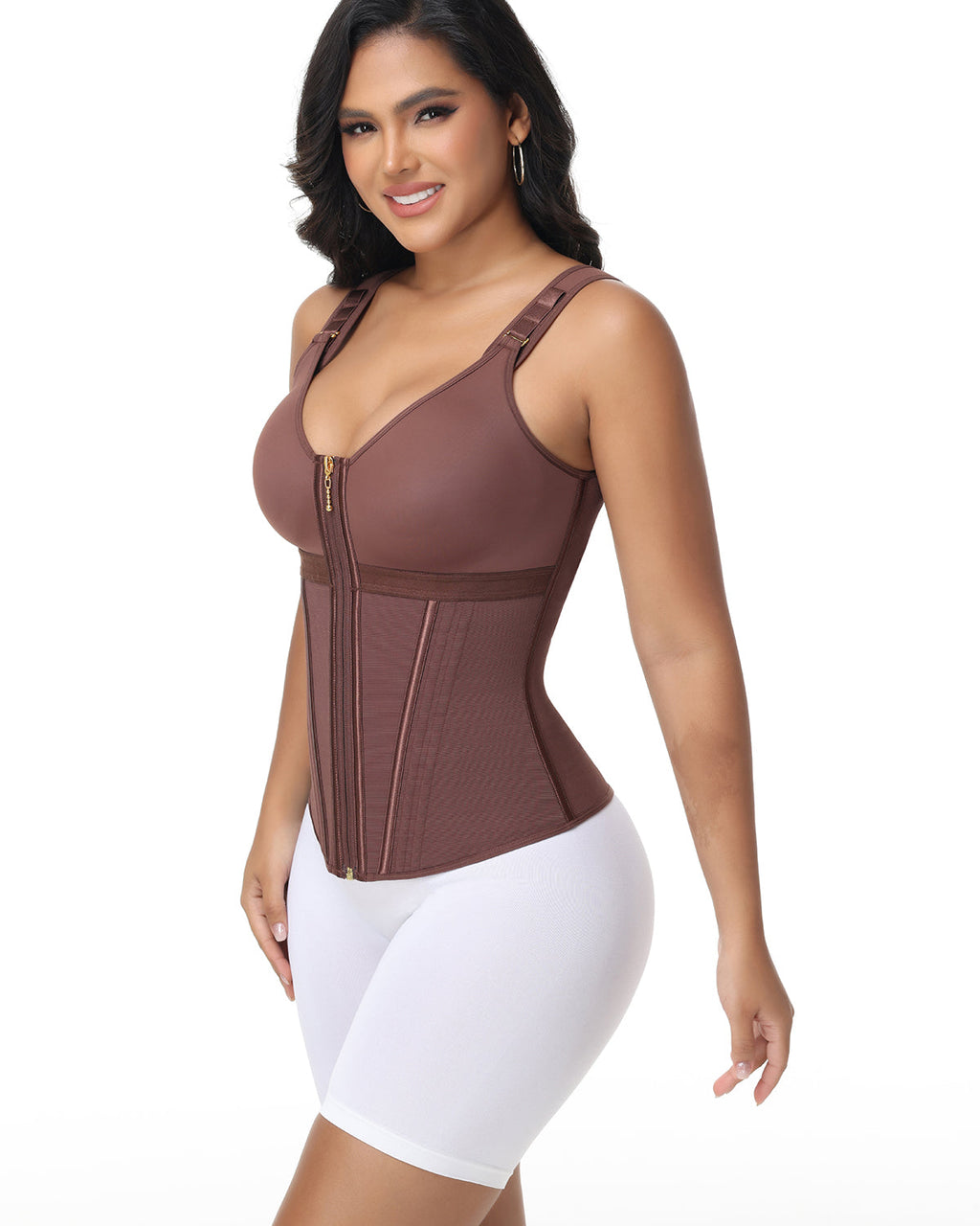 Shapshe Boned Latex Waist Trainer Vest with Built-in Bra