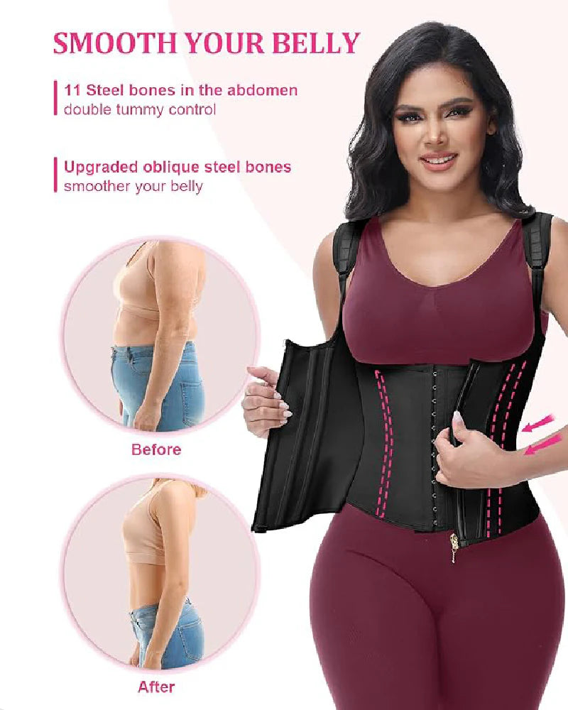 Shapshe Women's Open Bust Steel Boned Waist Trainer Vest