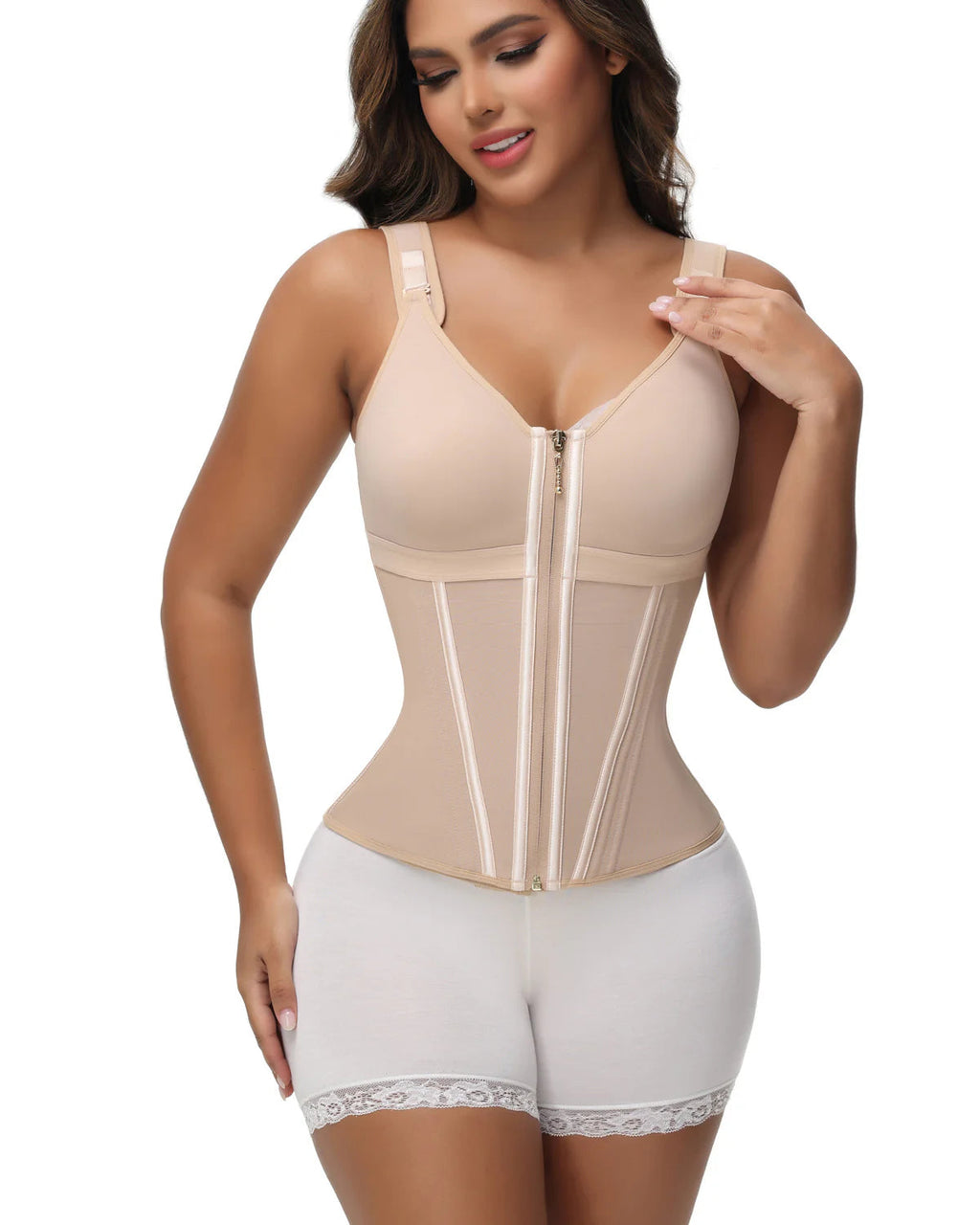 Shapshe Boned Latex Waist Trainer Vest with Built-in Bra