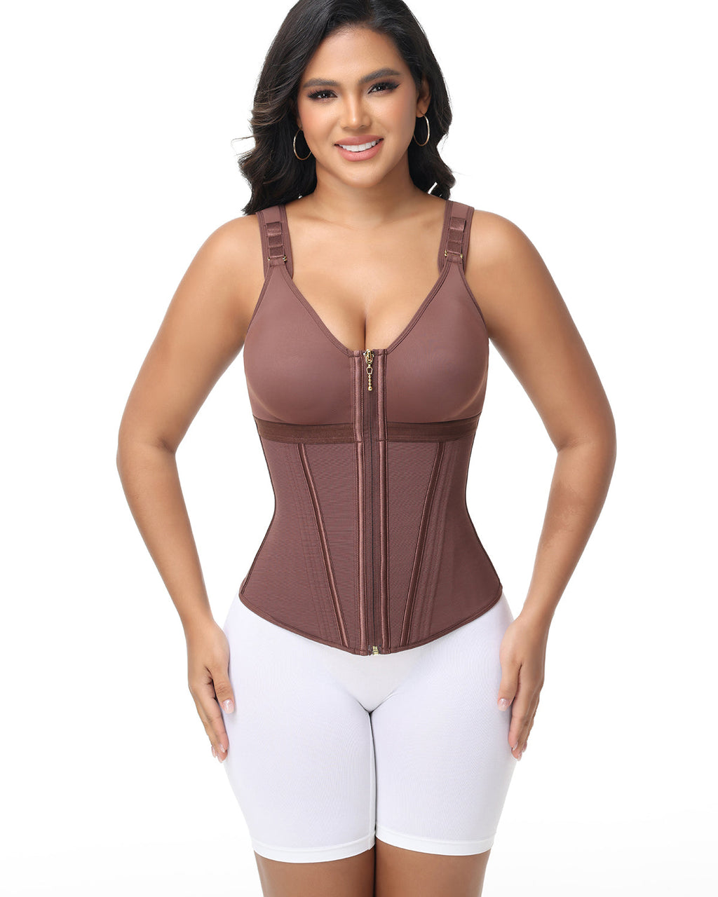 Shapshe Boned Latex Waist Trainer Vest with Built-in Bra