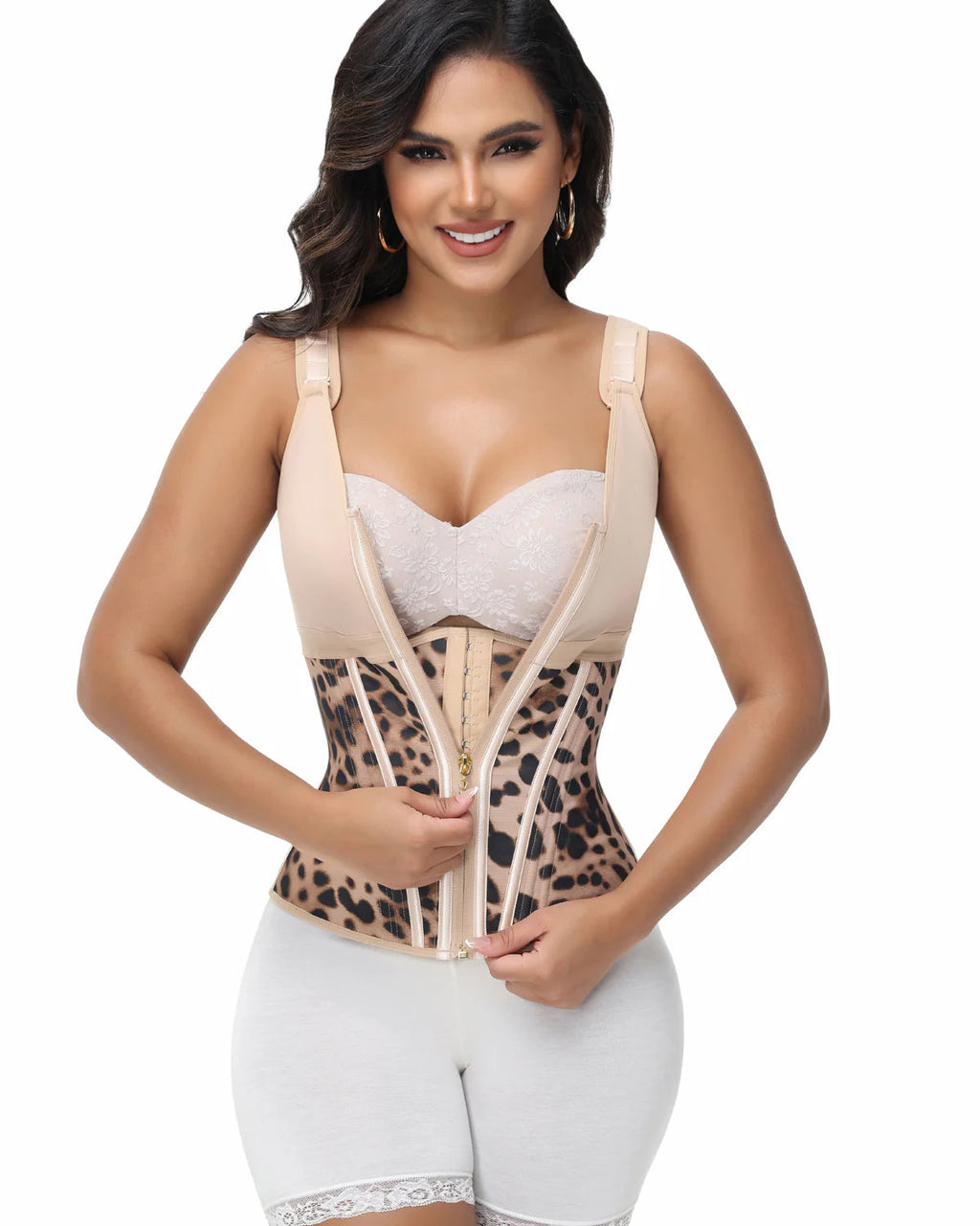Shapshe Boned Latex Waist Trainer Vest with Built-in Bra