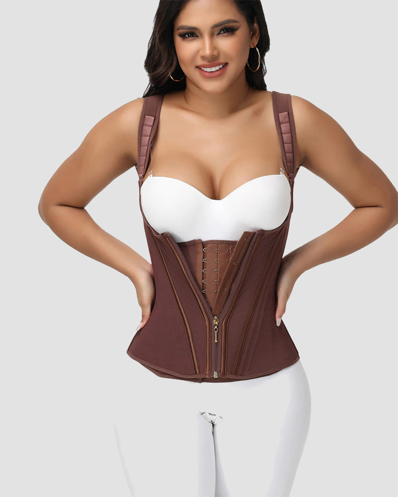 Shapshe Women's Open Bust Steel Boned Waist Trainer Vest