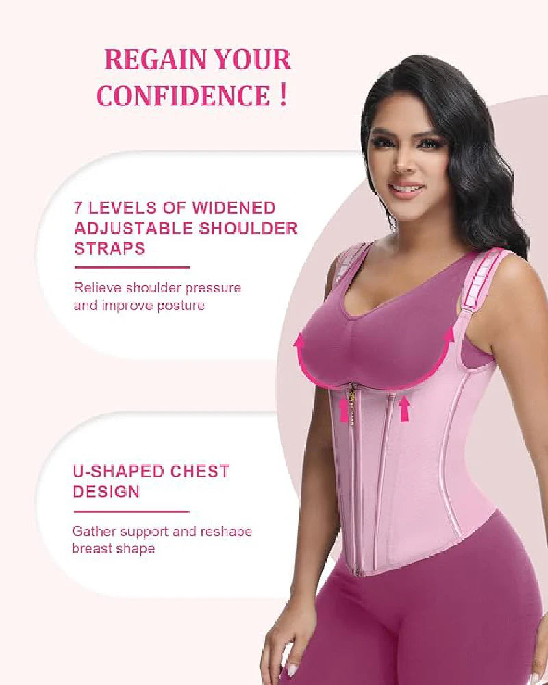 Shapshe Women's Open Bust Steel Boned Waist Trainer Vest